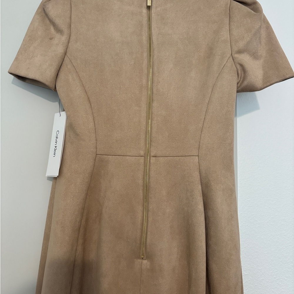 Calvin Klein Faux Suede Tulip Sheath Dress - Picture 3 of 5